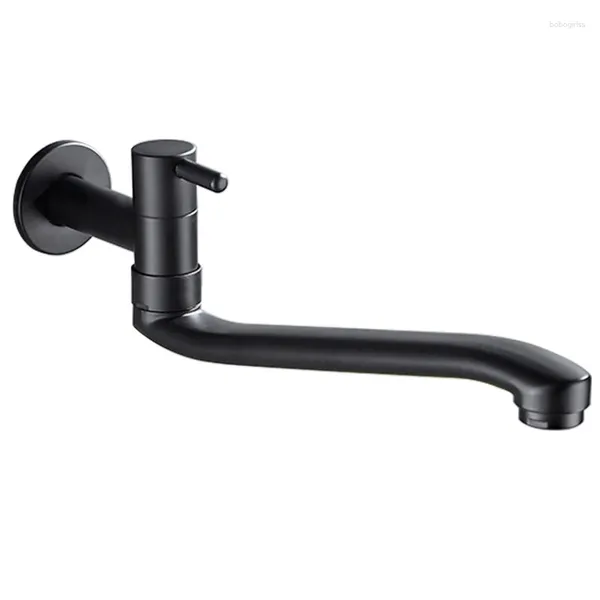 Robinets de lavabo de salle de bain 36cm 304 Robinet en acier inoxydable Taps noir Taps Mop Washing Machine extérieure pour le jardin