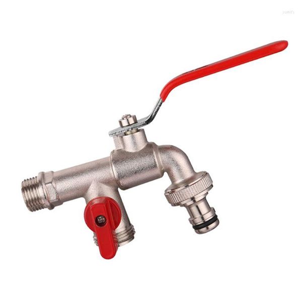 Robinets d'évier de salle de bains, robinet d'eau à Double Valve à 90 degrés, robinet en laiton Durable pour la maison et le jardin extérieur