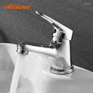 Robinets d'évier de salle de bains Accoona petit robinet de lavabo mitigeur finition récipient en laiton élégant eau chromé cascade moderne