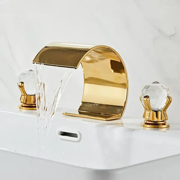 Grifos de lavabo de baño Alenartwater Basin Faucet Set Cascada curvada Efluente Mezclador Mezclador Montado en cubierta Grifo de agua y frío