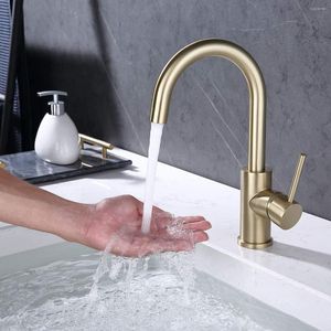 Robinets de lavabo de salle de bain tout en laiton robinet de barre de bain 1 trou or brossé Mini poignée de cuisine sans plomb mitigeur humide moderne