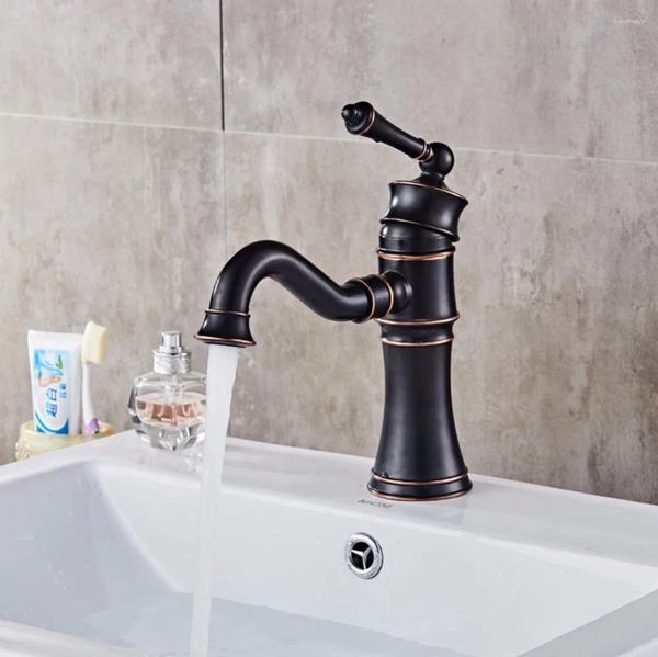 Grifos de lavabo de baño Grifo giratorio antiguo negro americano Lavabo de cobre para inodoro frío y gabinete europeo