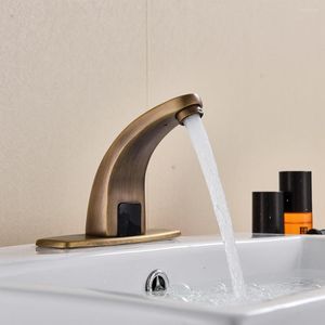 Badkamer wastafel kranen antieke messing bassin automatische sensorkraan touchless inductieve elektrische wasmixer waterkraan