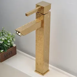 Grifos de lavabo de baño antiguo faucto de latón agua grifo de oro plateado lava de lavado larga mezcladora de cobre inodoro y frío