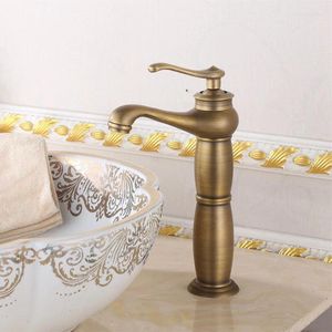 Robinets de lavabo de salle de bains Robinet en bronze antique Mélangeur de grand récipient et robinet d'eau froide fini