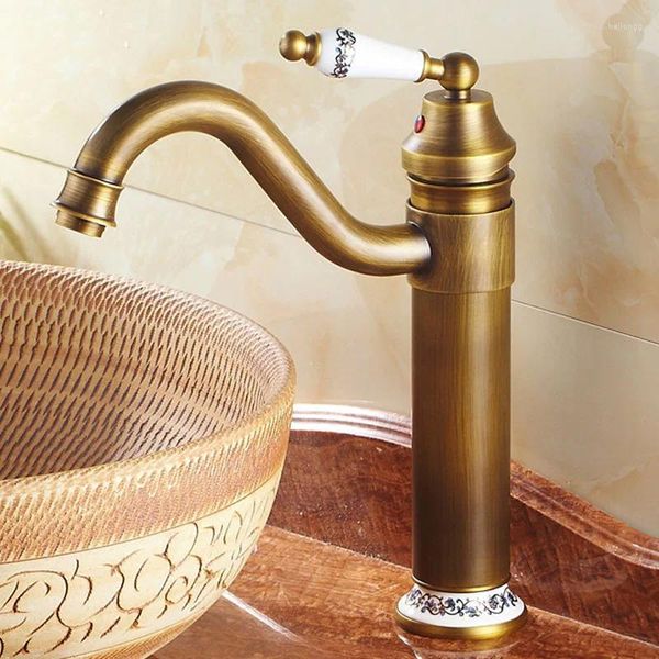 Robinets de lavabo de salle de bains, finition Bronze Antique, robinet de sortie, robinet de lavabo Torneira, YT-