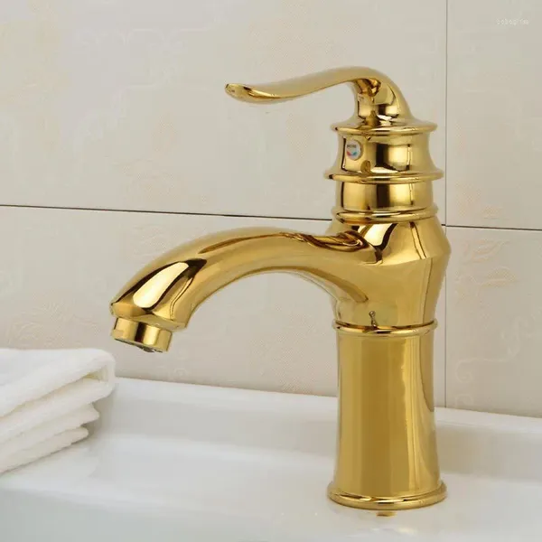 Robinets de lavabo de salle de bain robinets de bassin doré antique