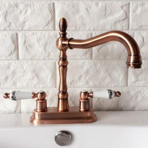 Grifos para lavabo de baño, cobre rojo antiguo, 4 