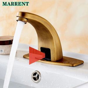 Robinets de lavabo de salle de bain Capteur antique Marrent Single Basin Basin mélangeur Tap de qualité Fauce automatique