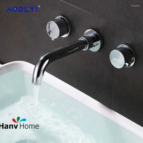 Robinets d'évier de salle de bain Aodeyi Brass Chrome Finition Double Valve Basin Basin Bath Bath Bath in Wall Faucet 12-062