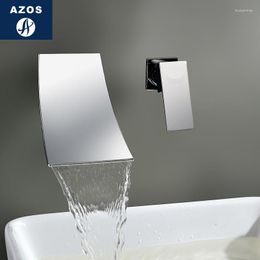 Badezimmer-Waschtischarmaturen Azos In-Wand-Wasserhahn Weiches Waschbecken Messing Chrom Kalt- und Schalter Drehbarer Duschraum Einteiliger Doppelgriff Drei H