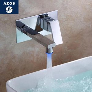Robinets de lavabo de salle de bain Azos Discoloration de robinet dans le mur Orbe en laiton froid et commutateur Contrôle de douche LED Cabin de bassin de douche
