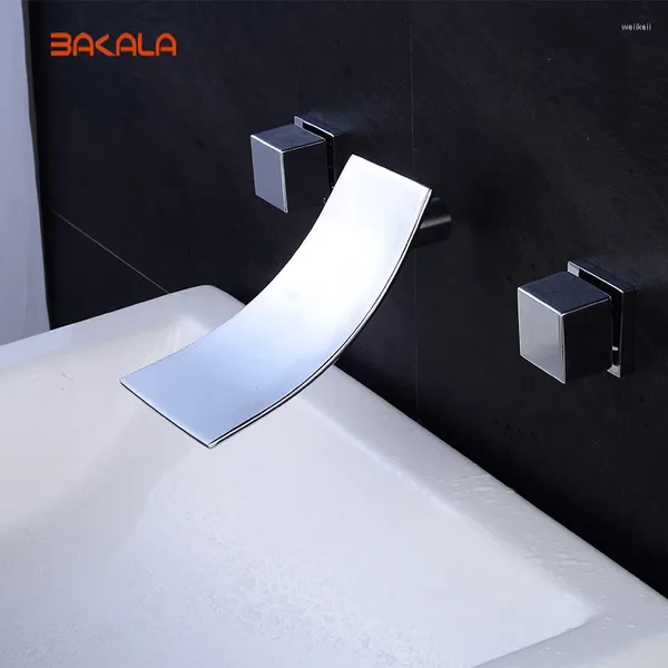 Grifos de fregadero de baño Bakala 3pcs Muralla Made Caucet Basin Mezclador Taps de latón Cromo Lt-305