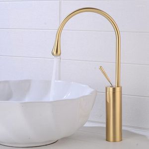 Badkamer wastafel kranen bakala bassin kraan enkele handgreep 360 rotatie spout mixer kraan voor keuken of watergouden borstel