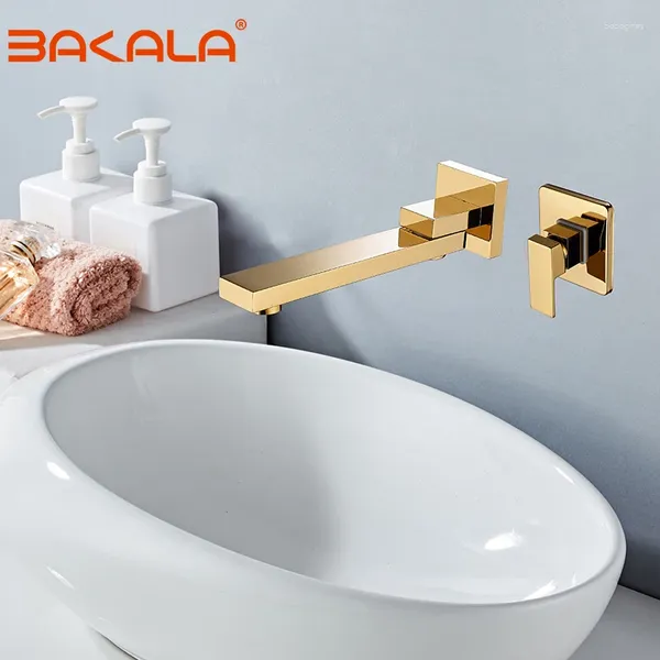 Robinets de lavabo de salle de bain Bakala Golden Chrome Basfall Basin Basin Bauceau à levier unique Mur Mur à lavage