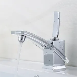 Robinets de lavabo de salle de bains BAKALA Robinet moderne plus jeune Mélangeur de lavabo Robinet en verre en laiton chromé LH-8128