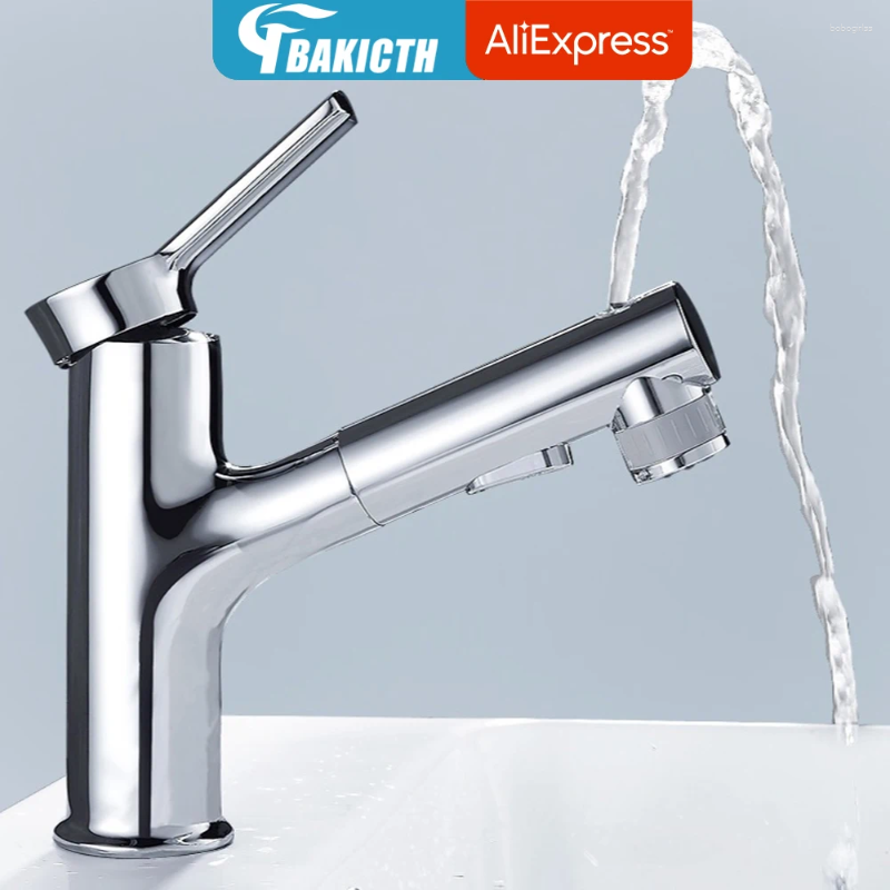 Bathroom Sink Faucets Bakicth Pull Out Basin Faucet Rinser Sprayer Gargle Brushing 3 Mode Mixer Taps Cold & Batidora