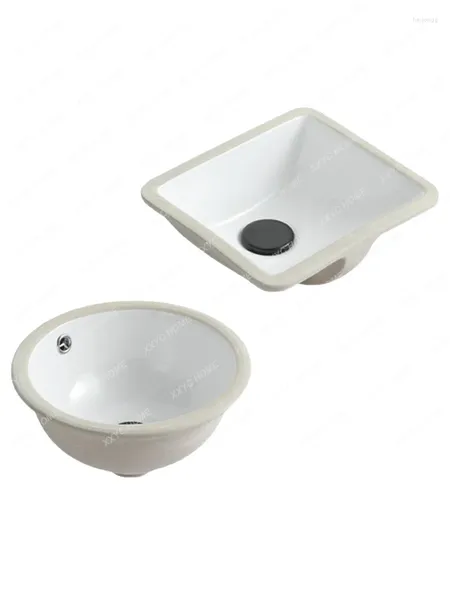 Grifos de lavabo de baño Balcón Tamaño pequeño Drop-in Ultra estrecho Lavabo rectangular Lavabo individual Cerámica Empotrado Redondo