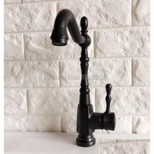 Rubinetti per lavandino del bagno Rubinetto per lavabo e rubinetto freddo con bocca girevole Rubinetti per acqua di vanità in bronzo nero montati sul ponte Tnf386 Consegna a goccia a casa Dhxjn