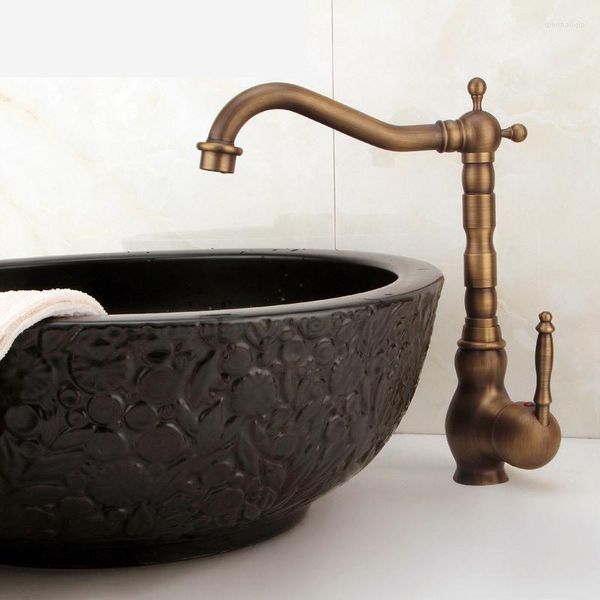 Robinets de lavabo de salle de bain bassin finition bronze antique robinet de cuisine en cuivre de style européen robinet d'eau froide et d'eau simple en laiton