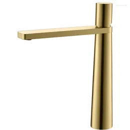 Rubinetti per lavandino del bagno Rubinetto per lavabo Miscelatore in ottone Lavaggio nero / oro spazzolato Maniglia singola e lavabo freddo