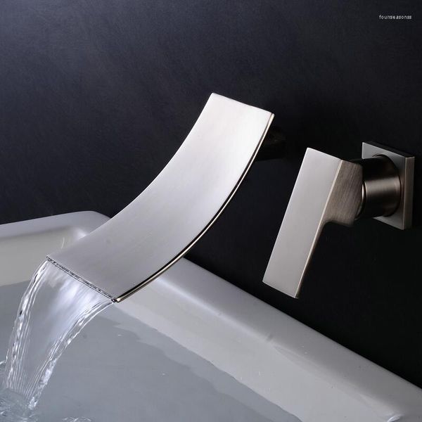 Grifos del fregadero del baño Grifo del lavabo Latón Negro / Níquel / Cromo Cuadrado en la pared Cuadrado de 3 orificios Doble manija