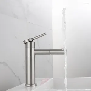 Robinets de lavabo de salle de bain robinets de bassin de terrasse monte monte à manche unique 360 ° pivot noir 304 en acier inoxydable et mélangeur à eau Taps