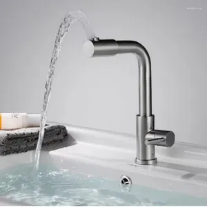 Robinets d'évier de salle de bain, robinet de lavabo, meubles de cuisine, Kit de robinet de luxe, lavage beauté santé eau froide, poignée unique rotative intelligente noire