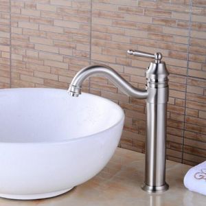 Robinets de lavabo de salle de bain Robinet de bassin Nickel brossé Laiton Levier unique et mélangeur haut froid1