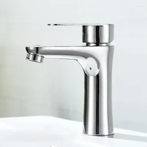 Robinets d'évier de salle de bains, robinet de lavabo en acier inoxydable, robinet de vanité à poignée unique monté sur le pont, mélangeur d'eau froide et de lavage