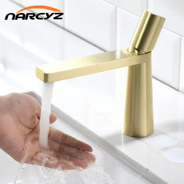 Grifos del fregadero del baño Estilo del grifo del lavabo Latón y pistola de lavabo de agua fría Gris Negro Blanco Oro cepillado 7801