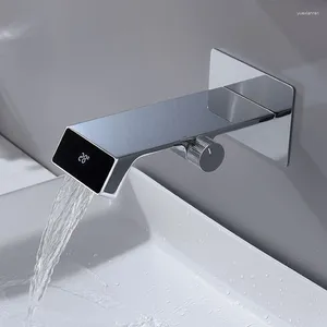 Robinets de lavabo de salle de bain robinets de bassin Température LED Affichage comptoir cuivre cuivre baignoire à eau