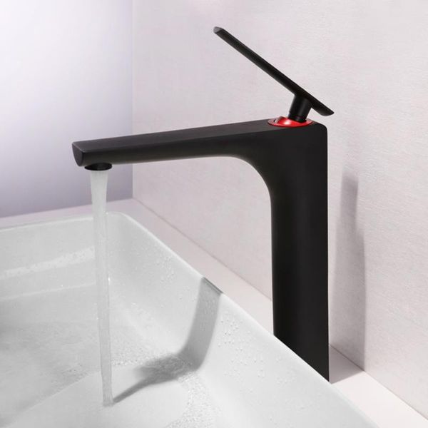 Robinets de lavabo de salle de bain bassin supérieur finition noire mitigeur contemporain mitigeur et robinet d'eau de lavage à froid Cran