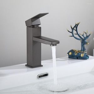 Robinets d'évier de salle de bain Pistolet mitigeur de lavabo Robinets gris et robinet de bain froid Lavotory en acier inoxydable