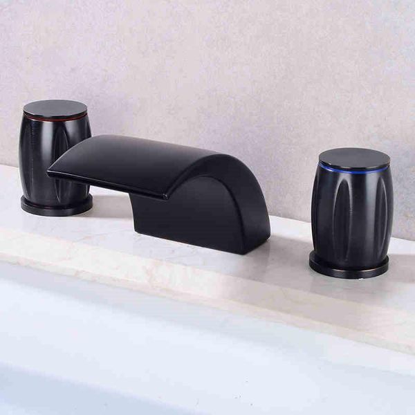 Grifos de lavabo de baño Cuenca Cascada Acero inoxidable 8'Sink Faucet Generalizado Mezclador de 3 orificios Diseño único