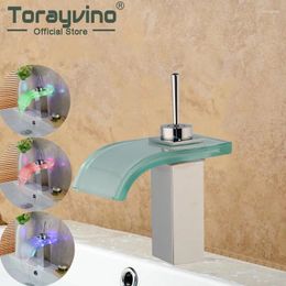 Grifos de fregadero de baño grifo de baño Robinet Lavabo Led Led Led Brasa y vidrio Rocker Rocker Tailer Mezclador de cubierta Mezcladora Montada Montada