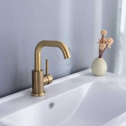 Robinets de lavabo de salle de bain robinet de salle de bain brossage en or bassin de salle de bain robinet