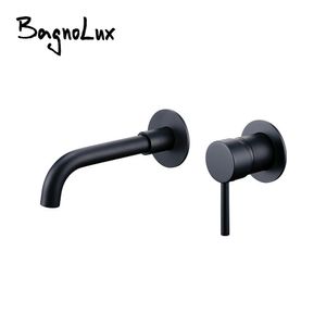 Grifos para lavabo de baño Grifo mezclador para lavabo Grifo para lavabo Lavabo Negro mate y agua fría Montaje en pared Caño Baño con manija de palanca moderna 1085 230518