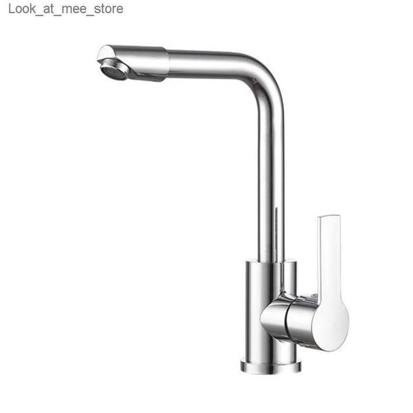 Grifos del fregadero del baño Grifo del baño grifo del lavabo giratorio cromado pulido grifo mezclador frío y caliente hardware del grifo del lavabo vertical mejoras para el hogar Q240301