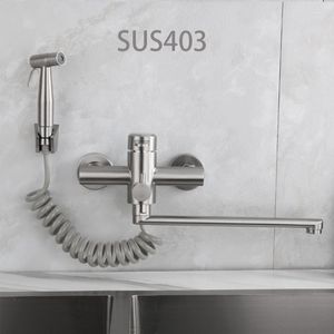 Robinets de lavabo de salle de bain Robinet de baignoire SUS304 Ensemble de douche cascade mural avec poignée