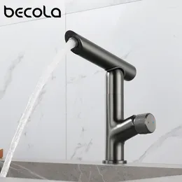 Robinets d'évier de salle de bains Becola 360 degrés noir bassin robinet mitigeur d'eau et froid monotrou poignée vanité