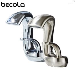 Badkamer wastafel kranen Becola geborsteld nikkel kraan watervalbassin enkele handgreep washbasin mixer tapware chroom