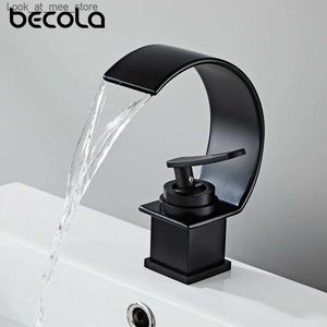 Robinets de lavabo Becola robinets de lavabo à poignée unique en laiton noir/or robinets de salle de bains évier d'eau mélangeur créatif monté sur le pont robinetterie pour bain Q240301