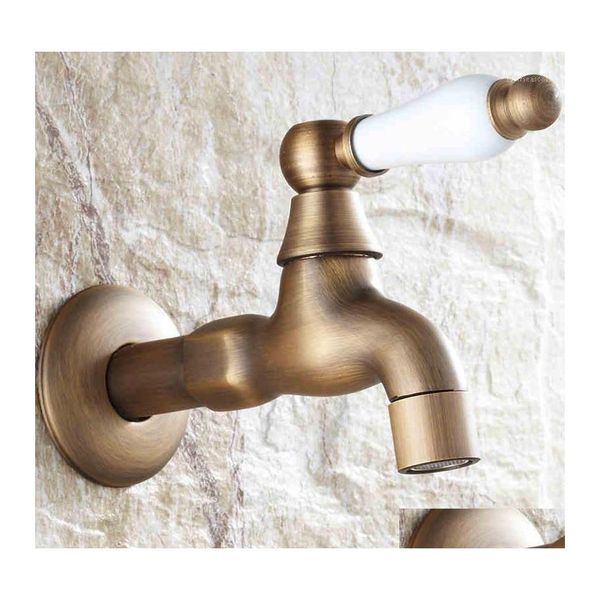 Grifos de lavabo de baño Bibcocks Faucet Latón antiguo Montado en la pared Fregona Lavado Hine Tap Decorativo Jardín al aire libre Pequeños grifos 1512 F Dr Dhns5