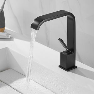 Badkamer wastafel kranen zwart bekken kraan waterval kraan mixer tap messing badkamer kraan kraan bassin kraan mixer kraan en koude wastafel kraan 230311