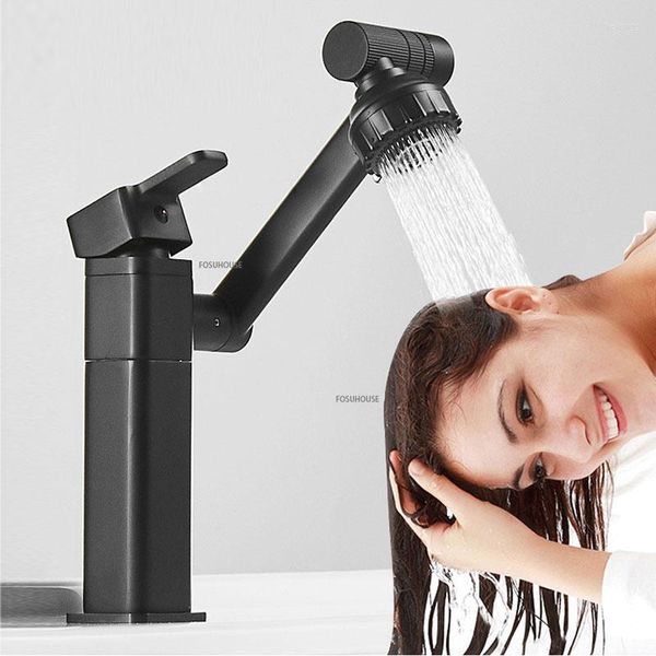 Robinets de lavabo de salle de bain accessoires de robinet de bassin noir robinet d'eau pivotant à 360 degrés mélangeur de pommeau de douche vanité de cuisine