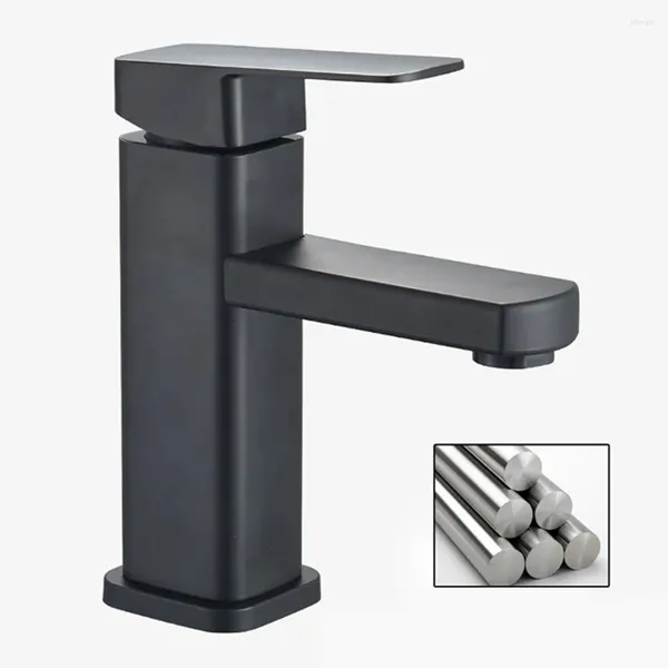 Robinets de lavabo de salle de bains Robinet de lavabo noir Le tissu antirouille de la famille est suffisant pour l'eau douce et silencieuse en plastique en acier inoxydable Filtre efficacement