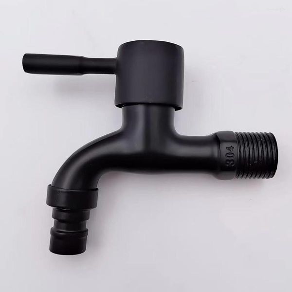 Rubinetti per lavabo da bagno Colore nero Cottura DN15 G1 / 2 Maniglia tonda Rubinetto per acqua fredda Rubinetto rapido per lavatrice Rubinetto per lavatrice