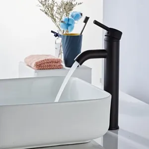 Robinets de lavabo de salle de bain robinets noirs bassin de peinture en acier inoxydable Blackhed Cold Tap Tap à pont à trou mono