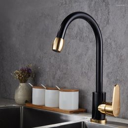 Grifos de fregadero de baño Grifo de lavabo de cocina negro Espacio Aluminio y frío Manija única Mezclador Grifo Montado en cubierta